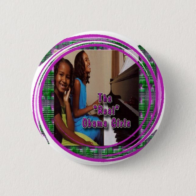 MACARON ROND 5 CM PREMIÈRES FILLES : FILLES DE SASHA ET DE MALIA (Devant)