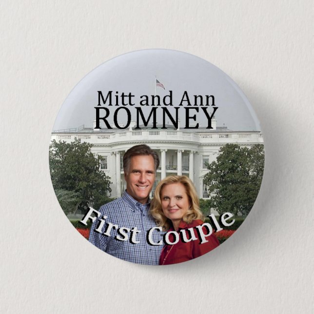 Macaron Rond 5 Cm Premiers couples de gant et d'Ann Romney (Devant)