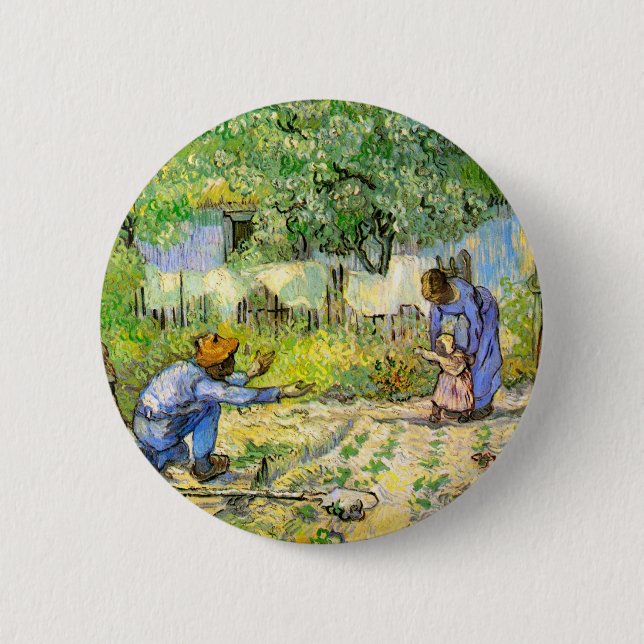 Macaron Rond 5 Cm Premiers pas (après Millet) Van Gogh Fine Art (Devant)