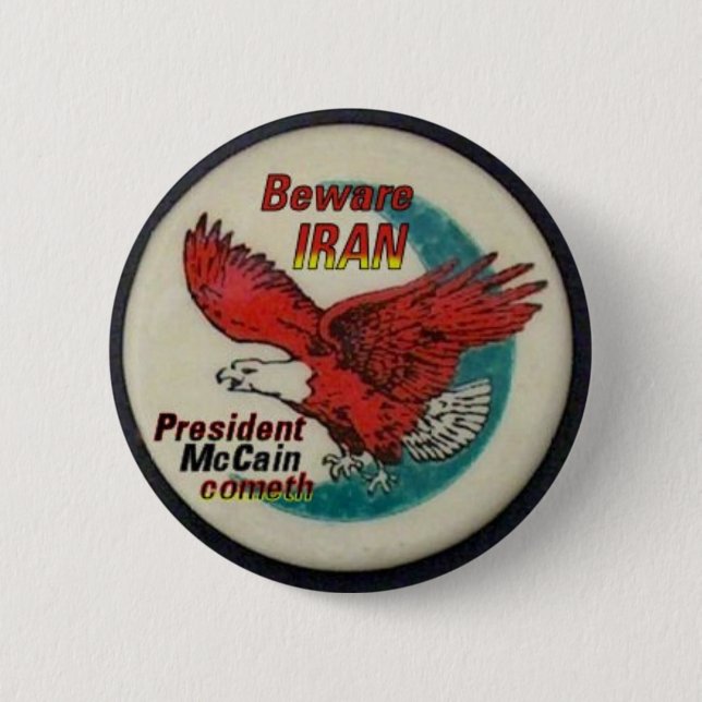 Macaron Rond 5 Cm Prenez garde du bouton de l'Iran (Devant)