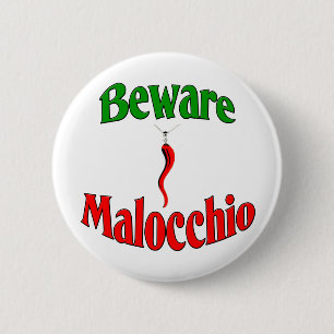 Macaron Rond 5 Cm Prenez garde du Malocchio (l'oeil mauvais)
