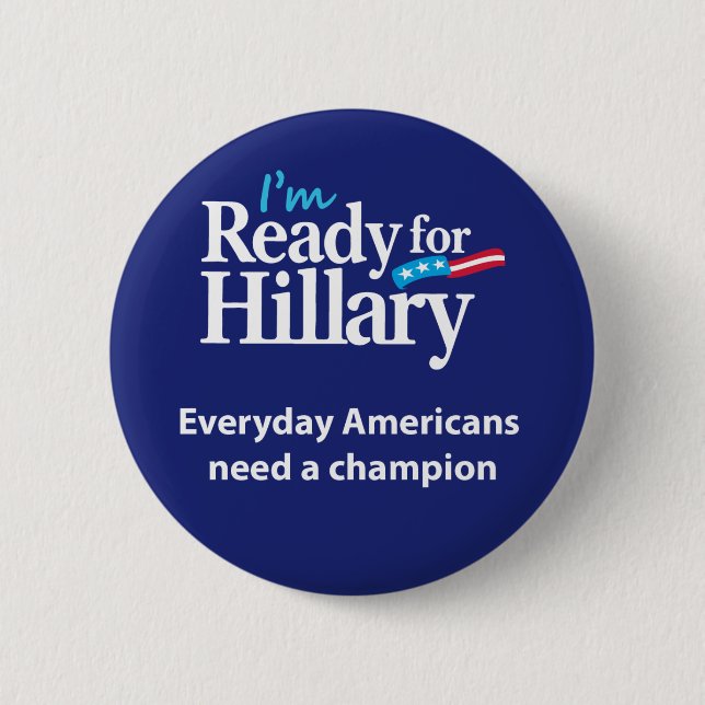 Macaron Rond 5 Cm Préparez pour le bouton de Hillary (Devant)