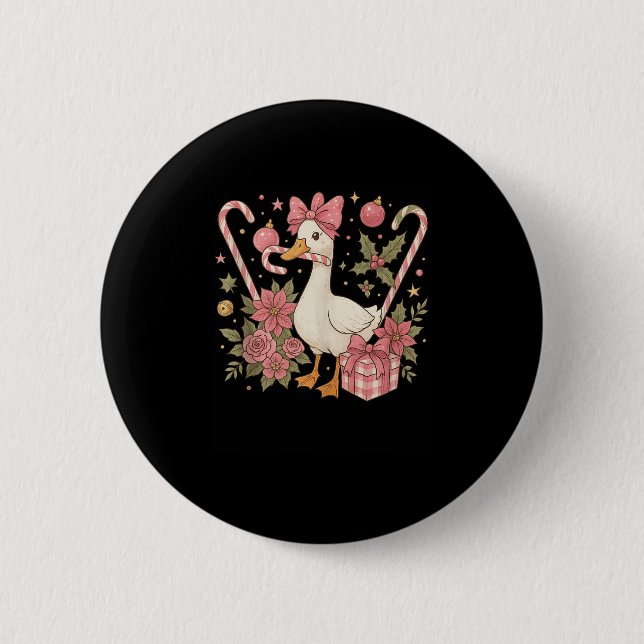 Macaron Rond 5 Cm Preppy Coquette Goose Christmas 2025 Family Matchi (Devant)