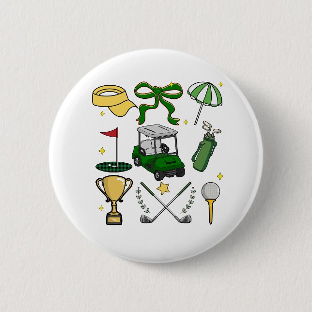 Macaron Rond 5 Cm Preppy Golf Coquette (Devant)