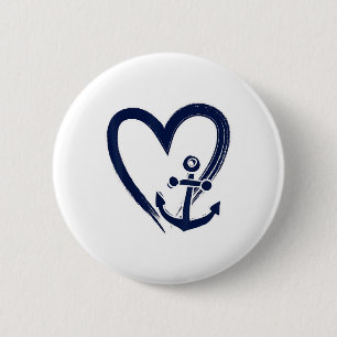 Macaron Rond 5 Cm Preppy Nautical Ancres navigateurs Bateaux et Yach