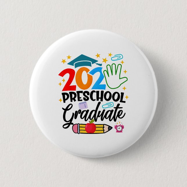 Macaron Rond 5 Cm Préscolaire Diplômé Pré-k Grad 2025 Préscolaire Gr (Devant)
