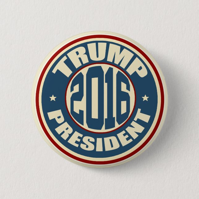 Macaron Rond 5 Cm Président 2016 de Donald Trump (Devant)