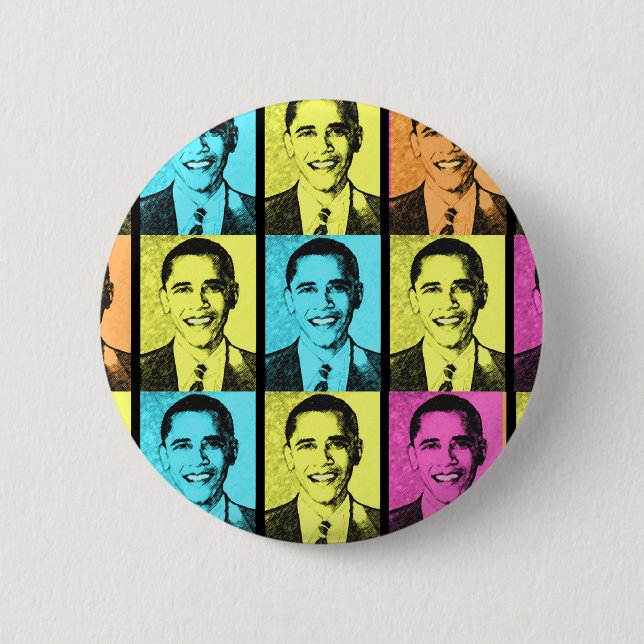 MACARON ROND 5 CM PRÉSIDENT BARACK OBAMA. (Devant)