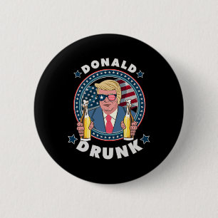 Macaron Rond 5 Cm Président Donald Trump ivre du 4 juillet drôle de