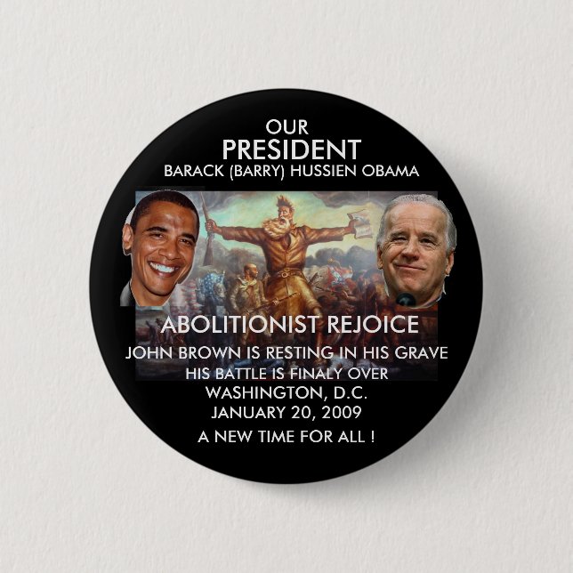 Macaron Rond 5 Cm PRÉSIDENT OBAMA, BRUN de JOHN - customisé (Devant)