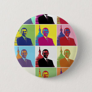 Macaron Rond 5 Cm Président Obama Pop Art