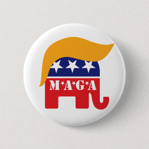 Macaron Rond 5 Cm Président Trump 2024 GOP Elephant Hair MAGA
