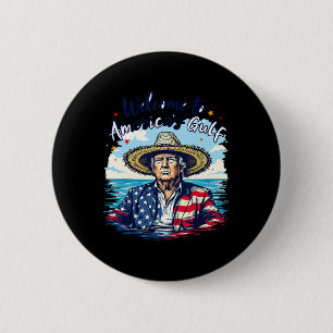 Macaron Rond 5 Cm Président Trump Dessin Sombrero Golfe du Mexique d