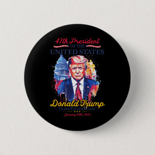 Macaron Rond 5 Cm Président Trump États-Unis Jour d'investiture 2025