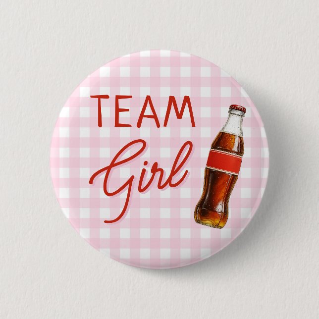 Macaron Rond 5 Cm Prêt À Pop Baby shower Team Girl (Devant)
