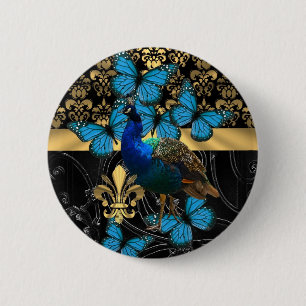 Macaron Rond 5 Cm Pretty feminine peacock design