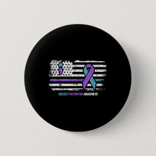 Macaron Rond 5 Cm Prévention du suicide drapeau américain Sensibilis