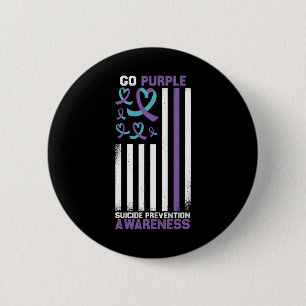 Macaron Rond 5 Cm Prévention du suicide drapeau américain Sensibilis