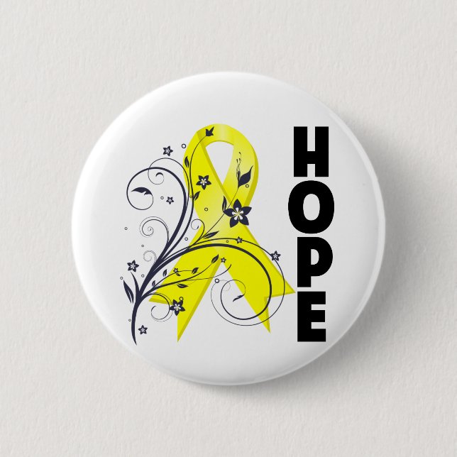 Macaron Rond 5 Cm Prévention du suicide Ruban de l'espoir floral (Devant)