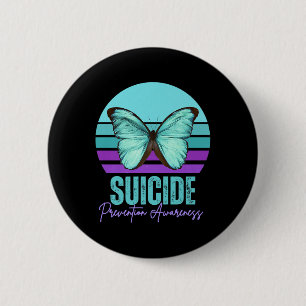 Macaron Rond 5 Cm Prévention du suicide Sensibilisation Sarcelle Et 