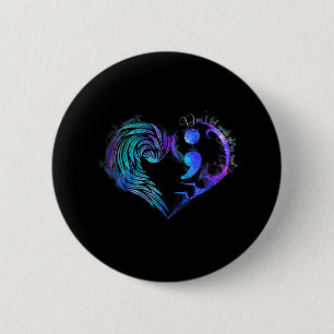 Macaron Rond 5 Cm Prévention du suicide Sensibilisation Turquoise Pu