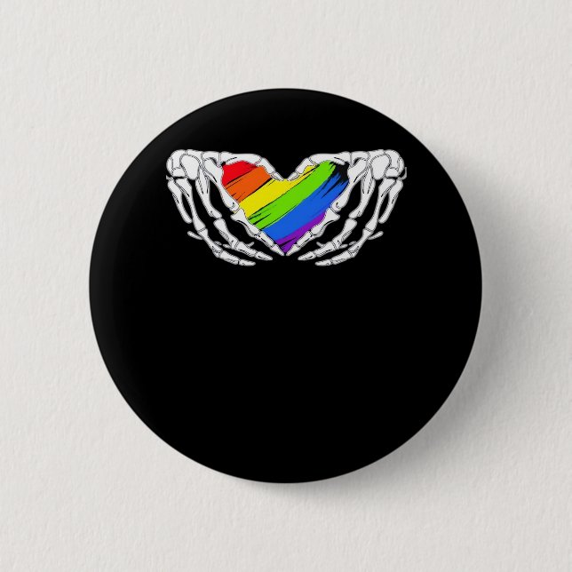 Macaron Rond 5 Cm Pride - Pride Skeleton mains avec coeur 2 Classic (Devant)