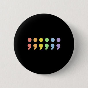 Macaron Rond 5 Cm Pride Santé Mentale Semicolon Lgbtqia+ Lgbt Pastel