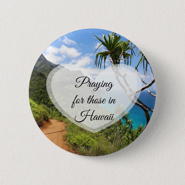 Macaron Rond 5 Cm Priez pour ceux qui sont à Hawaii Button (Devant)