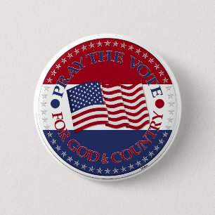 Macaron Rond 5 Cm Priez pour Dieu et le pays avec le drapeau américa