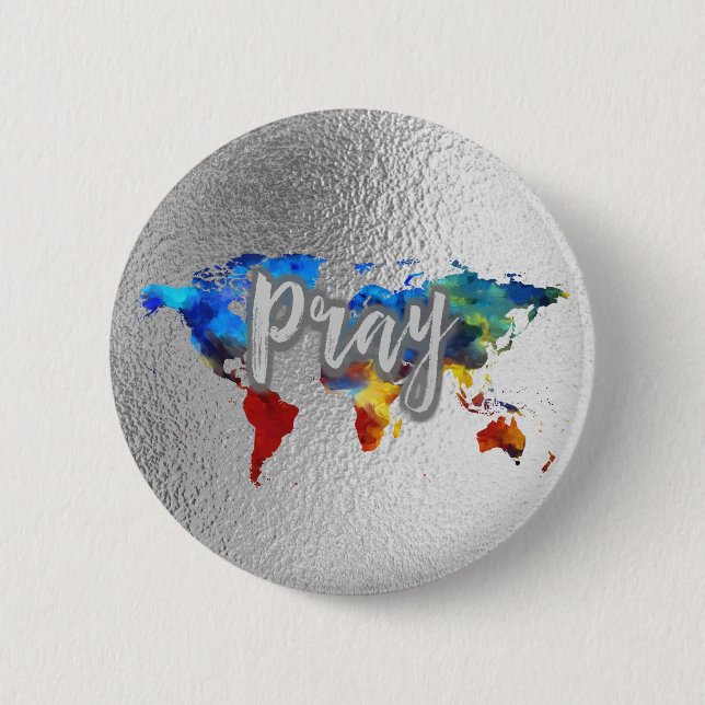 Macaron Rond 5 Cm Priez pour le monde (Devant)