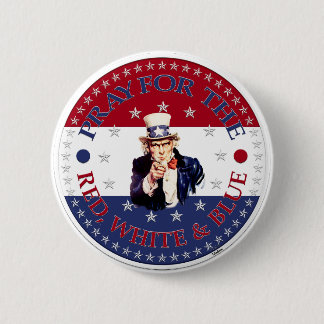 Macaron Rond 5 Cm Priez pour le rouge, le blanc et le bleu Oncle Sam