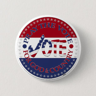 Macaron Rond 5 Cm Priez pour le vote pour Dieu et le pays USA Cochez