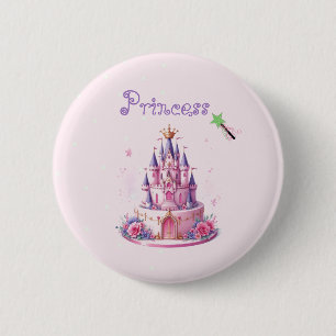 Macaron Rond 5 Cm Princess Pink Castle Cake and Wand