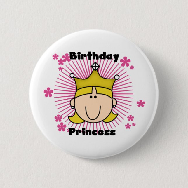 Macaron Rond 5 Cm Princesse d'anniversaire (Devant)