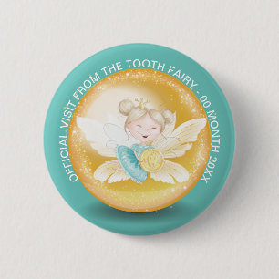 Macaron Rond 5 Cm princesse de fées de dents avec pièce d'or brillan