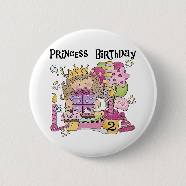 Macaron Rond 5 Cm Princesse de fête 2e anniversaire Tshirts et cadea (Devant)