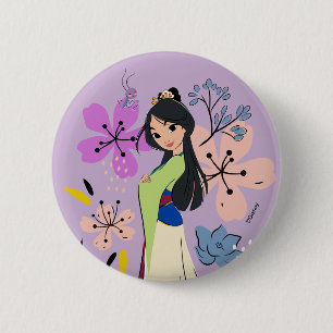 Macaron Rond 5 Cm Princesse Disney Mulan dans le jardin