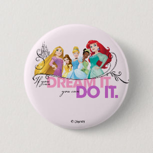 Macaron Rond 5 Cm Princesse Disney Ne jamais renoncer