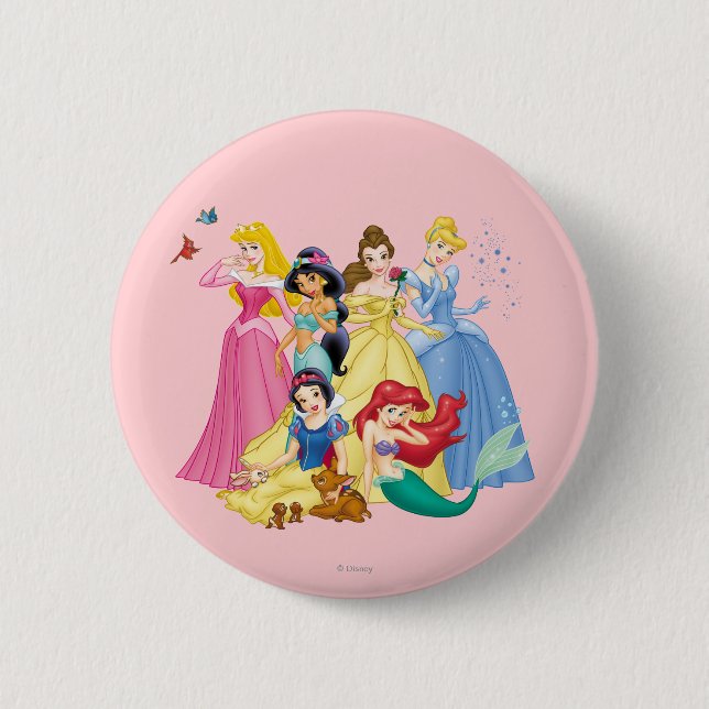 Macaron Rond 5 Cm Princesse Disney| Oiseaux et animaux (Devant)