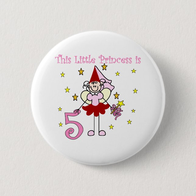 Macaron Rond 5 Cm Princesse féerique 5ème anniversaire (Devant)