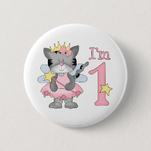 Macaron Rond 5 Cm Princesse Kitty 1er anniversaire