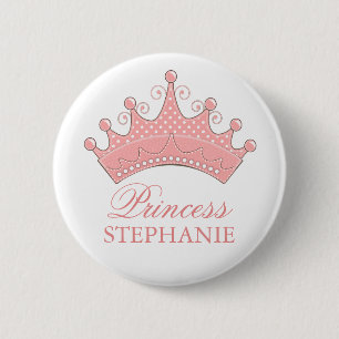 Macaron Rond 5 Cm Princesse Party Personalized Crown Button