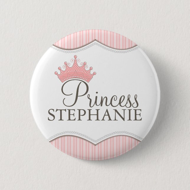 Macaron Rond 5 Cm Princesse Party Personalized Crown Button (Devant)
