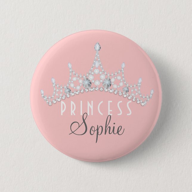 Macaron Rond 5 Cm Princesse Party Personalized Tiara Button (Devant)