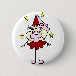 Macaron Rond 5 Cm Princesse rouge/rose Stick Figure Button