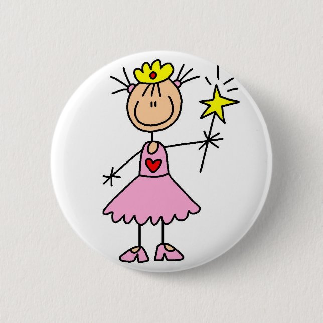 Macaron Rond 5 Cm Princesse With Wand Button (Devant)