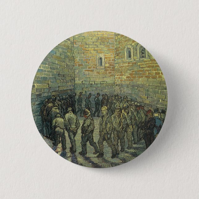 Macaron Rond 5 Cm Prisonniers faisant de l'exercice de Vincent van G (Devant)