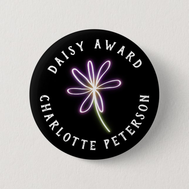 Macaron Rond 5 Cm Prix Neon Purple Daisy (Devant)