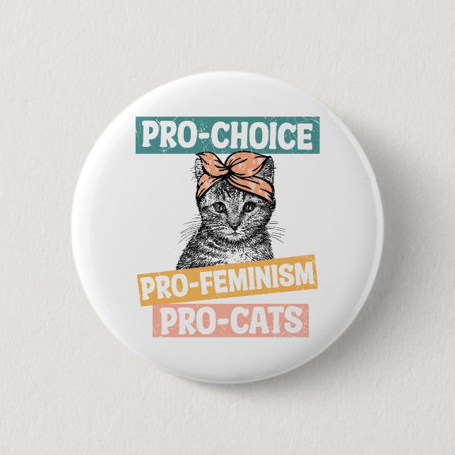 Macaron Rond 5 Cm Pro-choice, pro-féminisme, pro-cats (Devant)