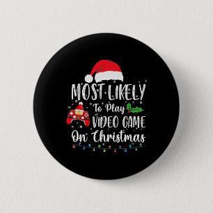 Macaron Rond 5 Cm Probable De Jouer À Des Jeux Vidéo Sur Christmas G